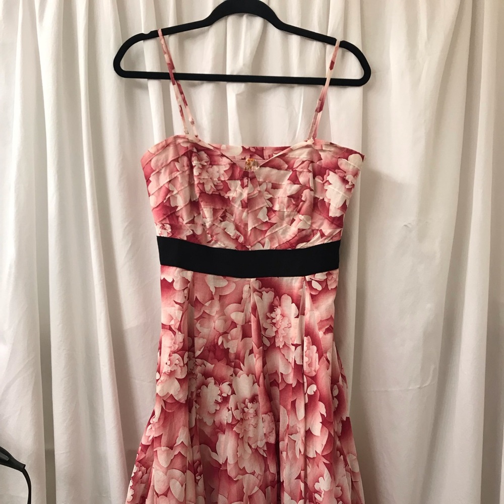 Anthropologie party dress pink and black